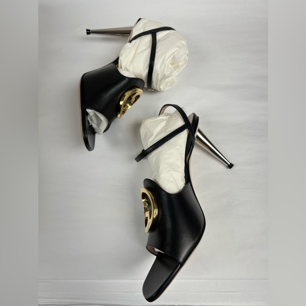 GUCCI Blondie embellished leather mules